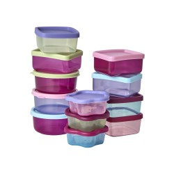 Set di 12 contenitori porta pranzo in forme e colori assortiti