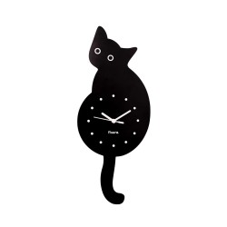 Orologio da parete nero Gatto con coda