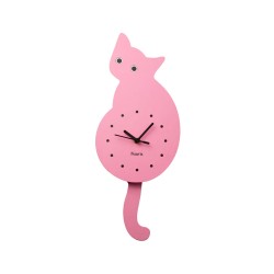 Orologio da parete rosa Gatto con coda