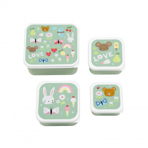 Set di 4 contenitori porta pranzo fantasia gioia