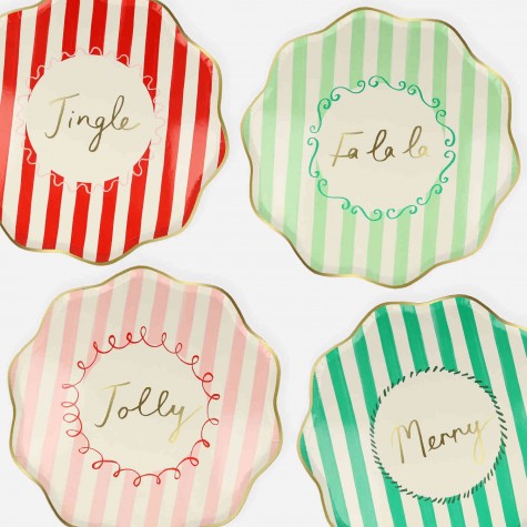 Piatti grandi di carta a righe