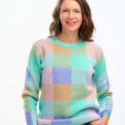 Maglione donna fantasia a scacchiera multicolor 2