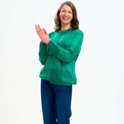 Maglione donna verde fantasia a scacchiera 2