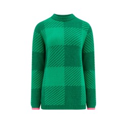 Maglione donna verde fantasia a scacchiera