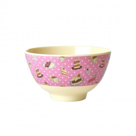 Tazza piccola da colazione in melamina fantasia a pois con torte