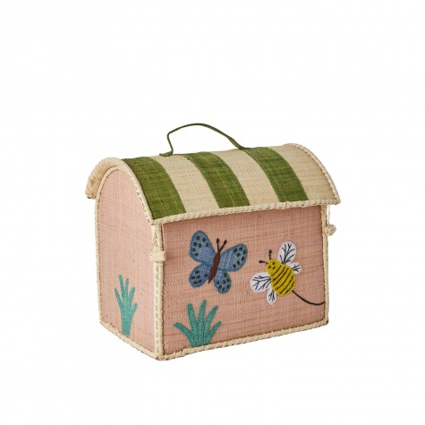 Cesta portagiochi in rafia con farfalle