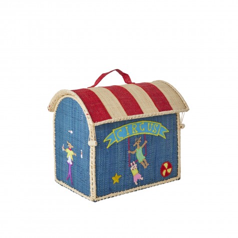 Cesta portagiochi in rafia fantasia circo