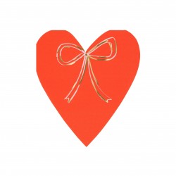 Tovaglioli di carta a forma di cuore con fiocco disegnato