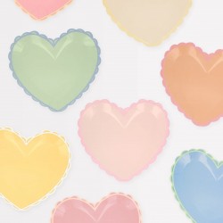 Piattini di carta a forma di cuore in colori pastello assortiti 2