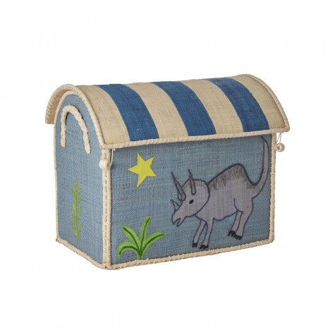 Cesta portagiochi in rafia fantasia triceratopo