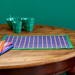 Tovaglietta americana fantasia a righe e bordo verde 2