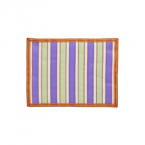 Tovaglietta americana fantasia a righe e bordo arancione