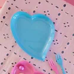 Piattino in melamina a forma di cuoricino azzurro 2