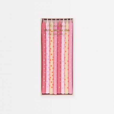 Candeline di compleanno rosa con stelline