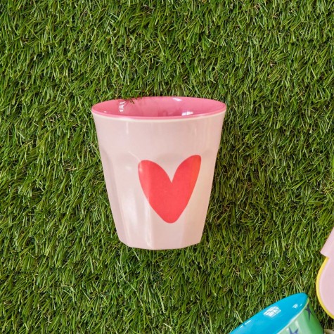 Bicchiere medio in melamina fantasia cuore