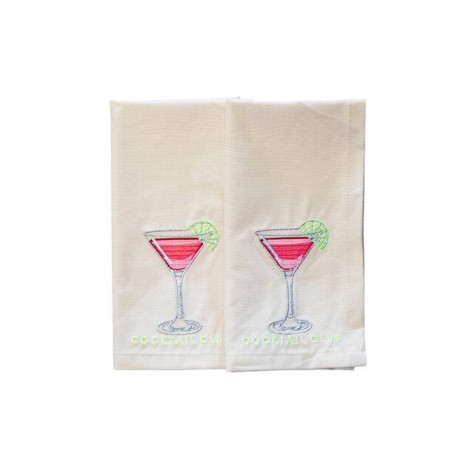 Coppia di tovaglioli ricamati COCKTAIL CLUB