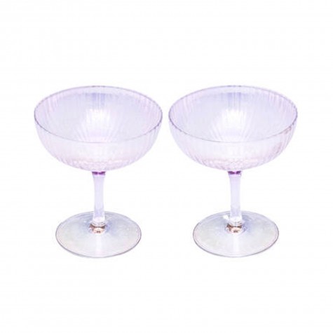 Coppia di calici da champagne in vetro trasparente
