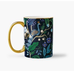 Tazza mug con pavone e manico dorato | Rifle Paper Co
