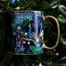 Tazza mug con fantasia pavone e manico dorato