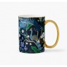 Tazza mug con fantasia pavone e manico dorato