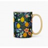 Tazza mug con fantasia agrumi e manico dorato