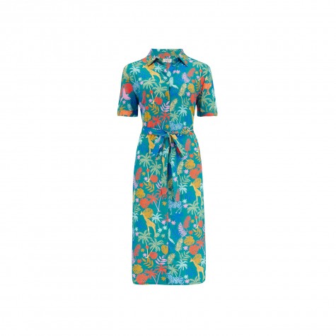 Abito chemisier midi verde acqua fantasia giungla