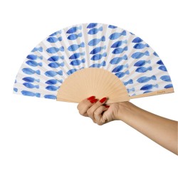 Ventaglio bianco con pesciolini azzurri 2