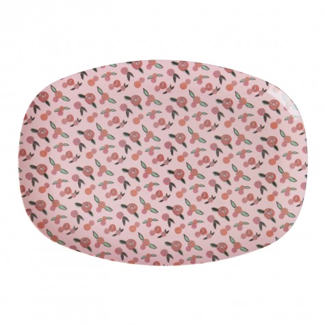 Piatto ovale in melamina fantasia roselline