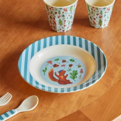 Piatto fondo bimbo Happy Forest azzurro 2