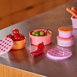 Set di 4 contenitori porta pranzo fantasia cuoricini 2