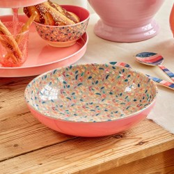 Insalatiera bassa in melamina rosa fantasia fiorellini 2