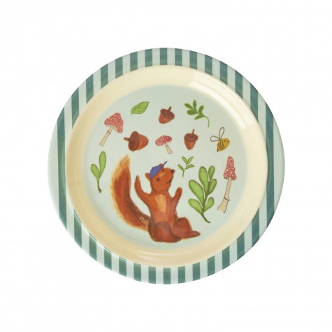 Piatto piano bimbo Happy Forest azzurro