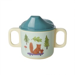 Tazza bimbo azzurra a 2 manici Happy Forest