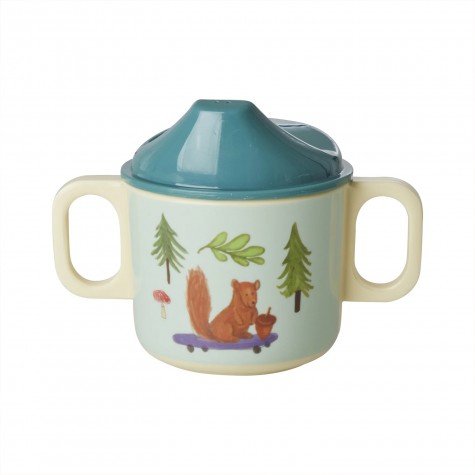 Tazza bimbo azzurra a 2 manici Happy Forest