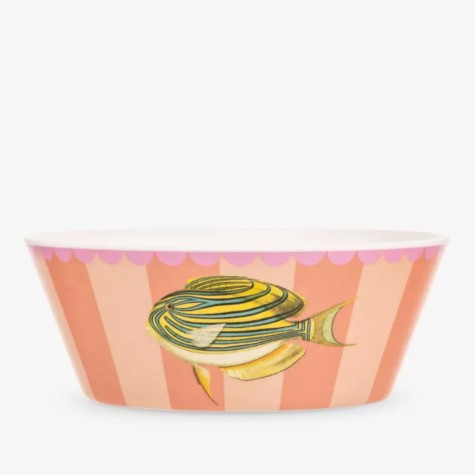 Tazza da colazione in melamina a righe con pesce | Yvonne Ellen