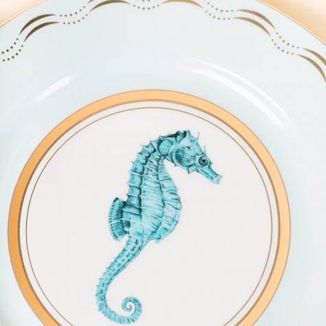 Piatto da dolce in porcellana con cavalluccio marino | Yvonne
