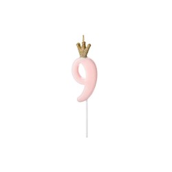 Candelina di compleanno rosa numero 9