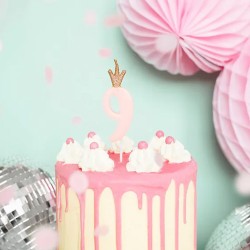 Candelina di compleanno rosa numero 9 2
