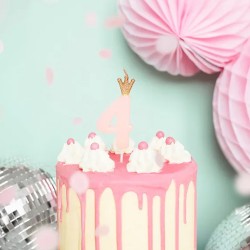 Candelina di compleanno rosa numero 4 2