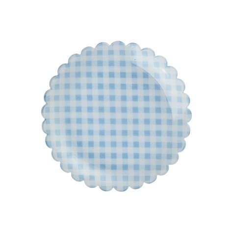 Piattino da dolce azzurro a quadretti