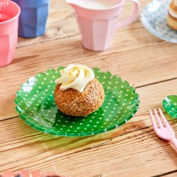 Piattino da dolce verde a pois 2