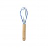 Frusta piccola da cucina in legno e silicone azzurro