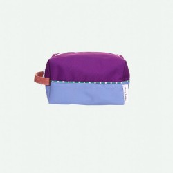 Beauty case in materiale riciclato bicolor azzurro e viola