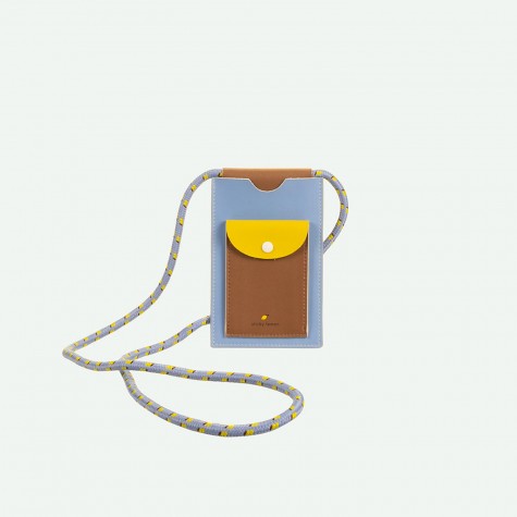 Porta cellulare a tracolla azzurro/marrone