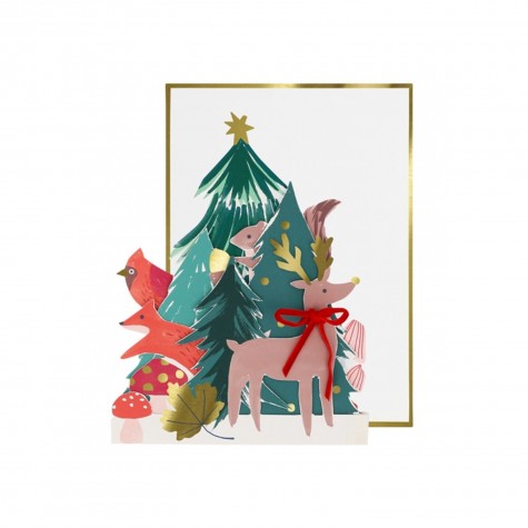 Biglietto di Natale fantasia foresta invernale