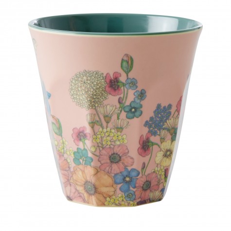 Bicchiere medio in melamina rosa fantasia floreale