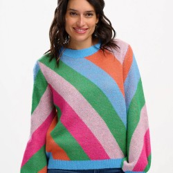 Maglione donna fantasia a righe diagonali 2