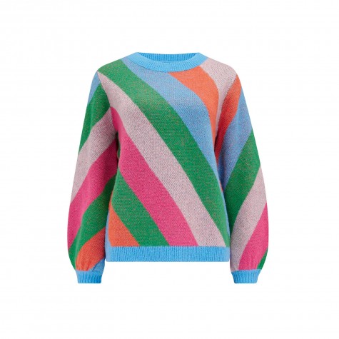 Maglione donna fantasia a righe diagonali