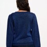 Maglione donna blu denim scintillante fantasia ciliegie