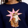 Maglione donna blu fantasia Star Cat